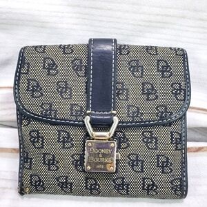 Douney & Bourke Signature 1975 Canvas Leather Trim Wallet Black Tan Vintage